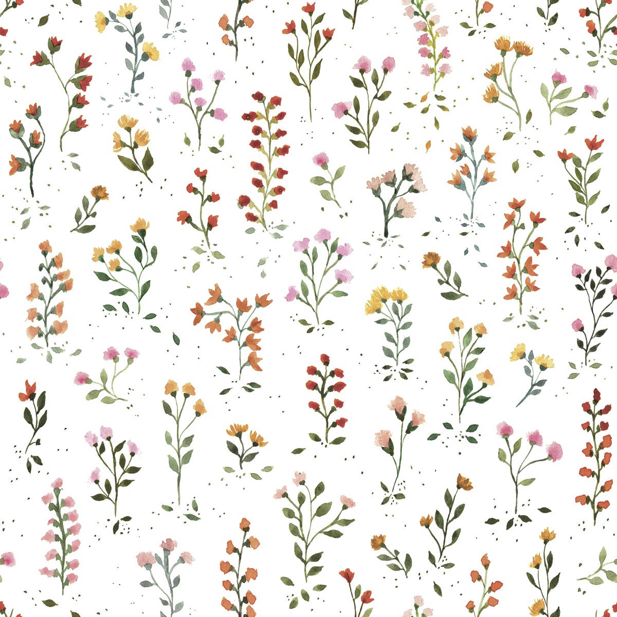 QUEYRAN - Papier peint enfant floral en Papier Multicolore 50cm x 10m