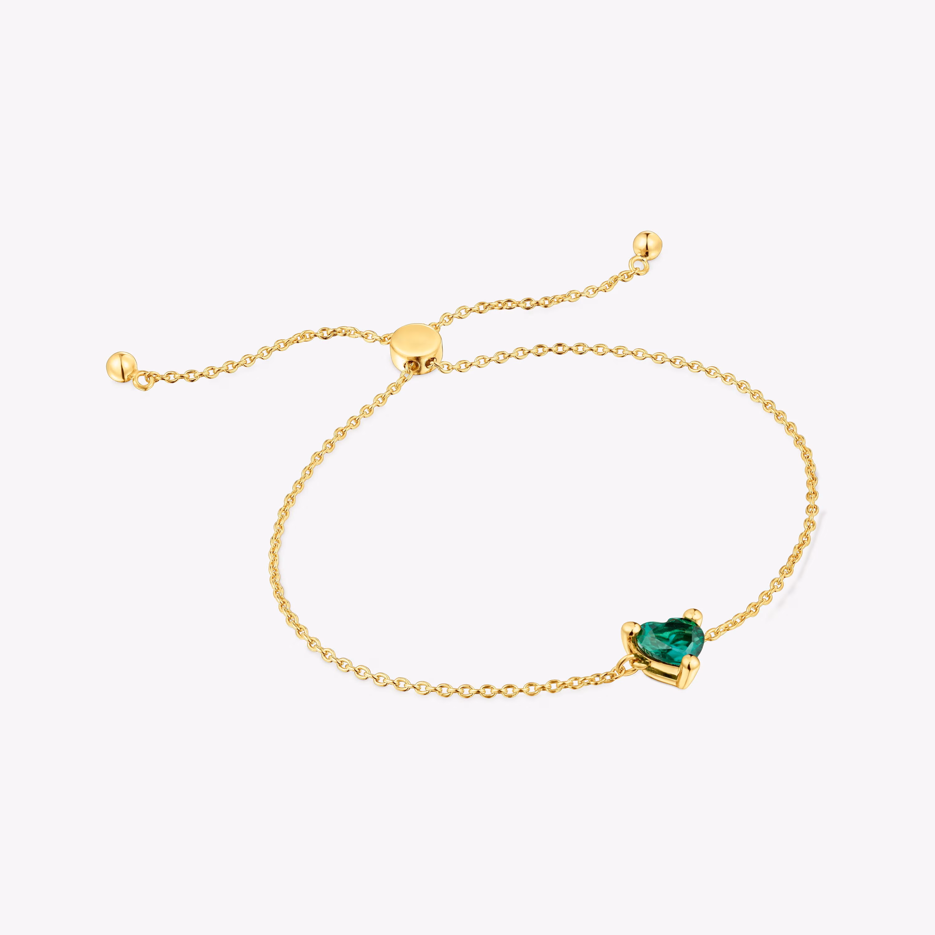 Pulsera cadena con baño de oro 18 kt sobre plata y esmeralda creada en laboratorio Garden Of Love LGG