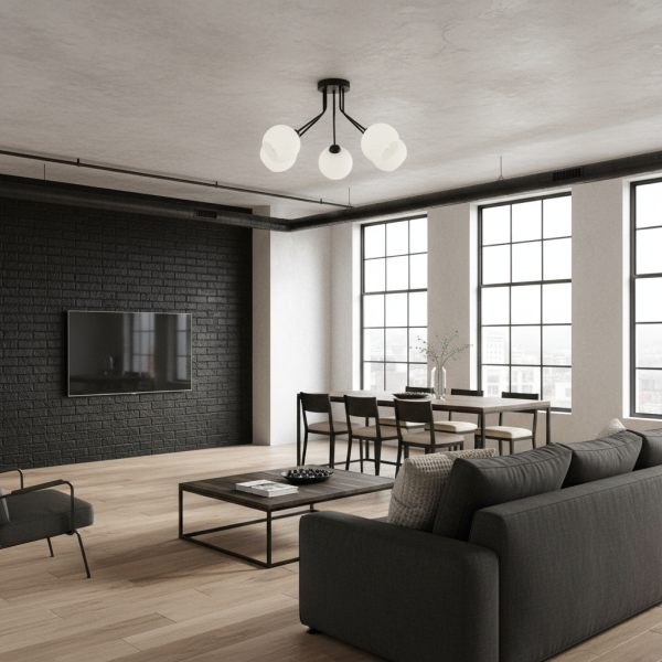 Lampa sufitowa czarna EDYLIT białe kule loft 5xE27 ITAL 15-210