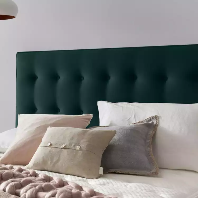 Silentnight Hayez Velvet Double Bed Headboard - Peacock