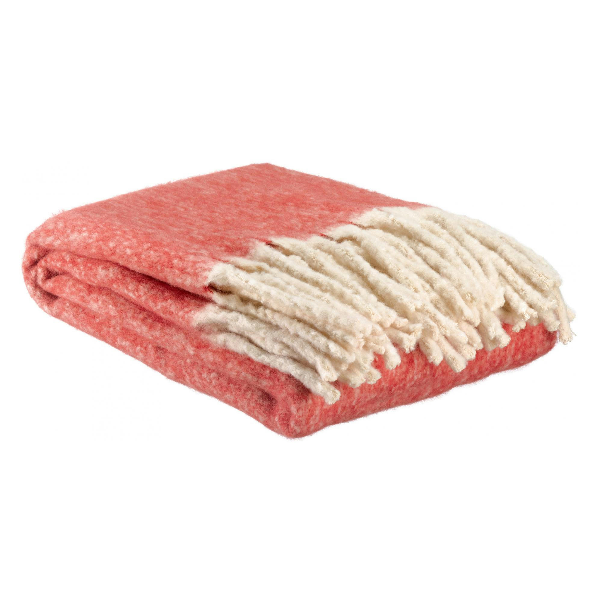 ISABEL - Plaid uni recyclé  en coton recycle geranium 130 x 160