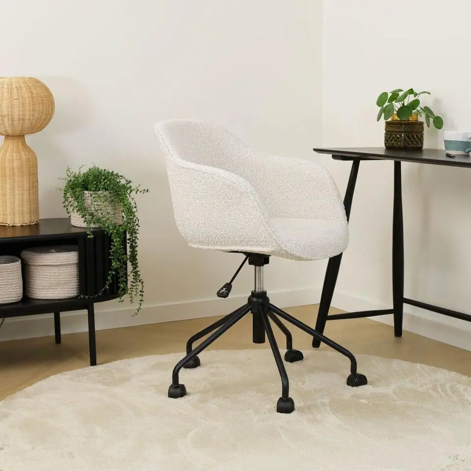 Nolon Nout-Mare Bureaustoel Boucl&eacute; Beige - Armleuning - Zwart