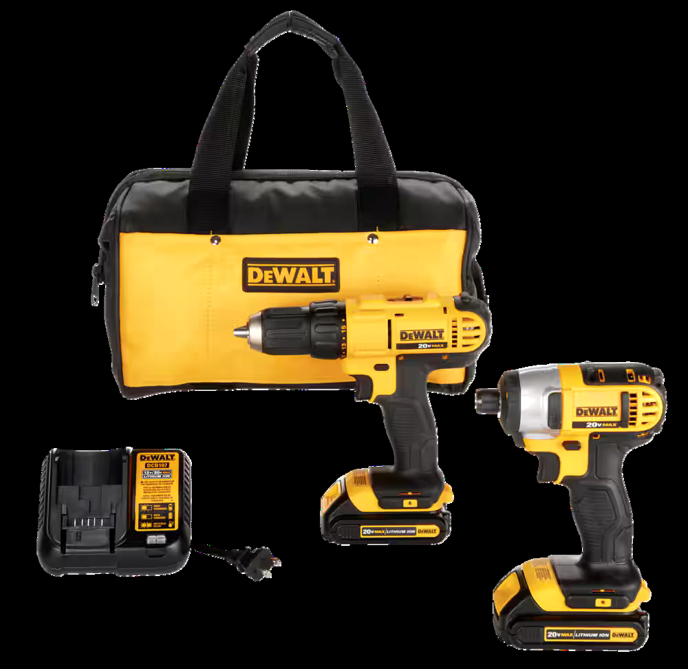 DEWALT DCK240C2 20V MAX Cordless Drill/Driver, Impact Driver, Battery & Charger Combo Kit