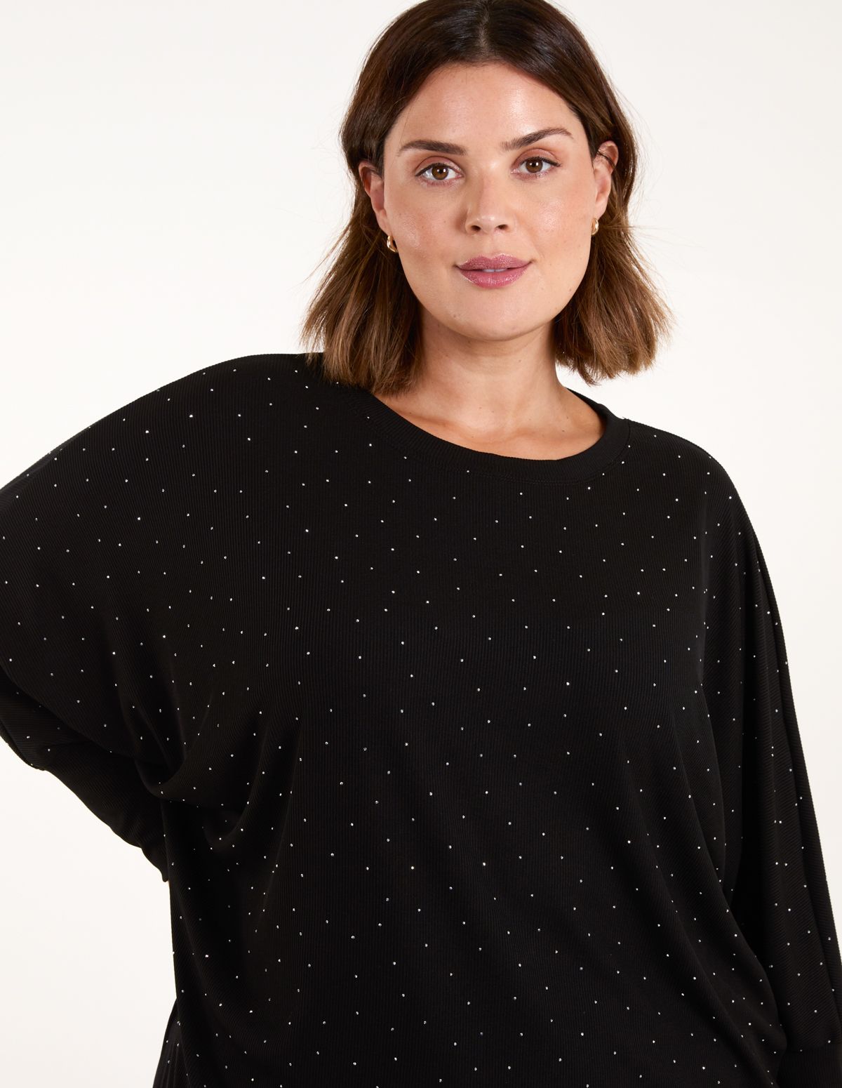 Blue Vanilla Curve Diamante Batwing Top