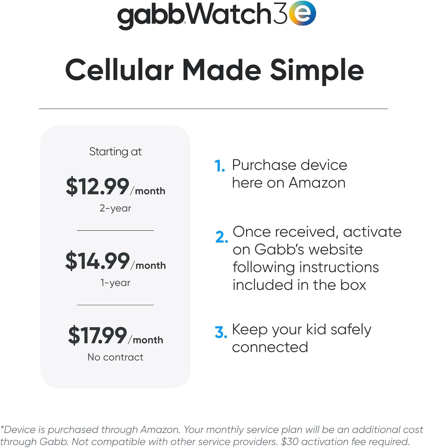 Gabb Watch 3e - GPS Tracker for Kids  Digital Smart Watch  No Social Media or Internet  Fees Required (Silver)