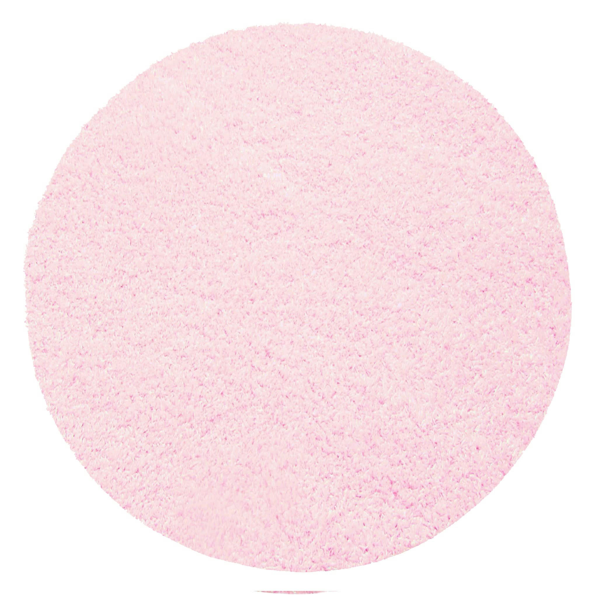 SHAGGY - Tapis uni rond rose 200x200cm