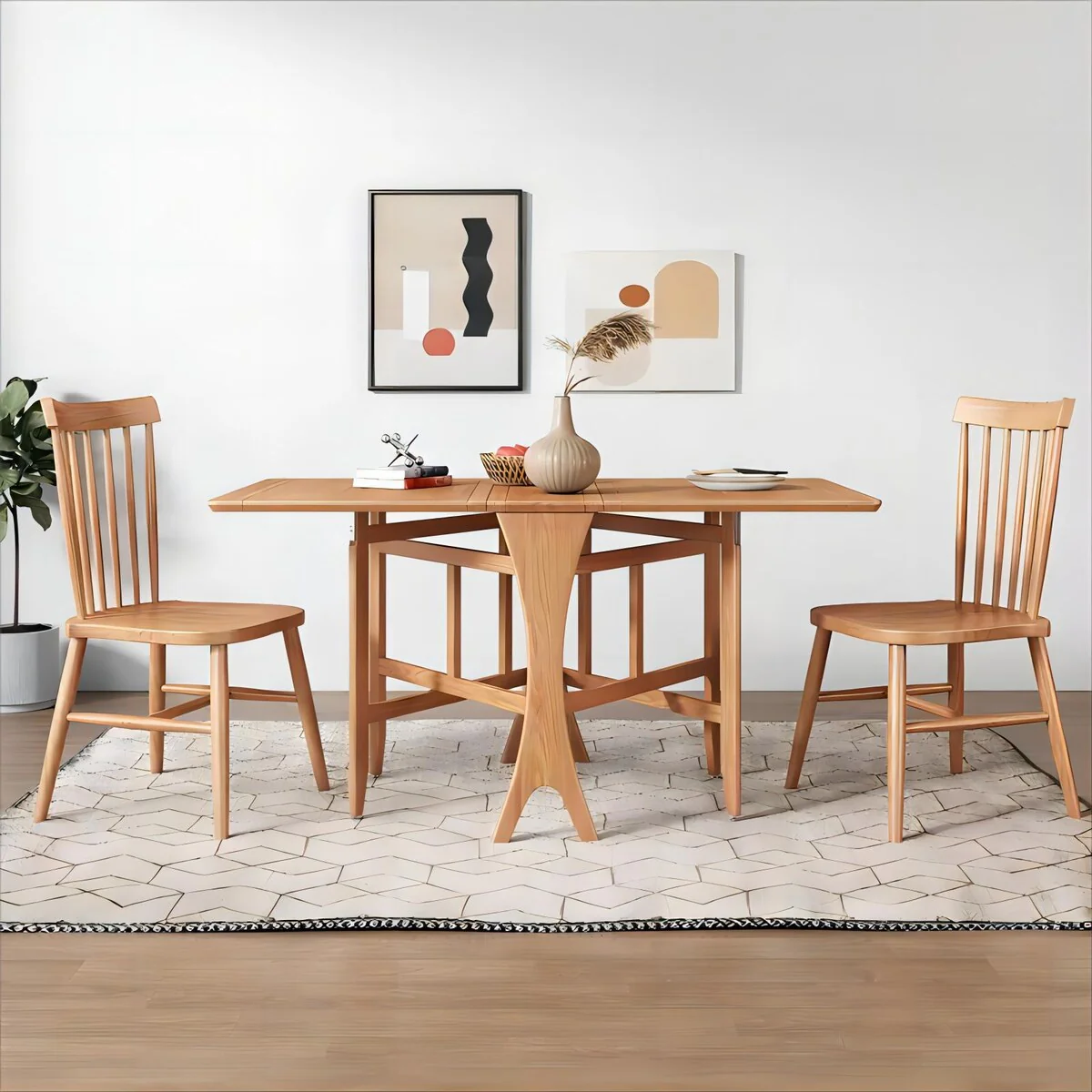 Home Furniture Luxury Burning Stone Kitchen Wooden 6 Chairs Modern Extendable Dining Table