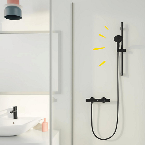 Mitigeur de douche thermostatique GROHE Precision Start noir mat   nettoyant