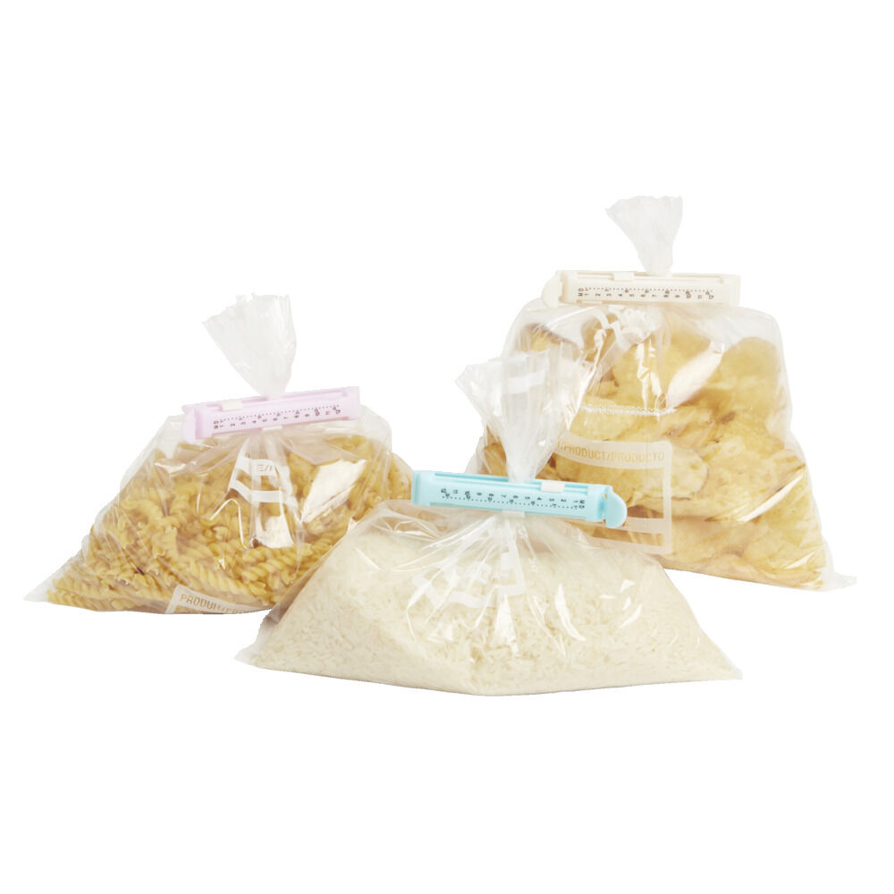 Pince ferme sachet graduée en plastique 8x12cm (lot de 4)