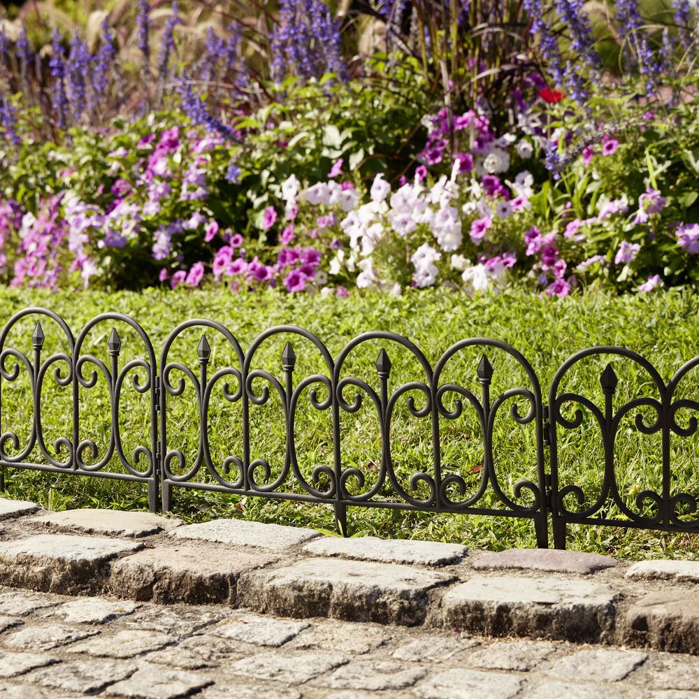 Bordure de jardin x4 plastique style fer forgé noir 50xH33cm