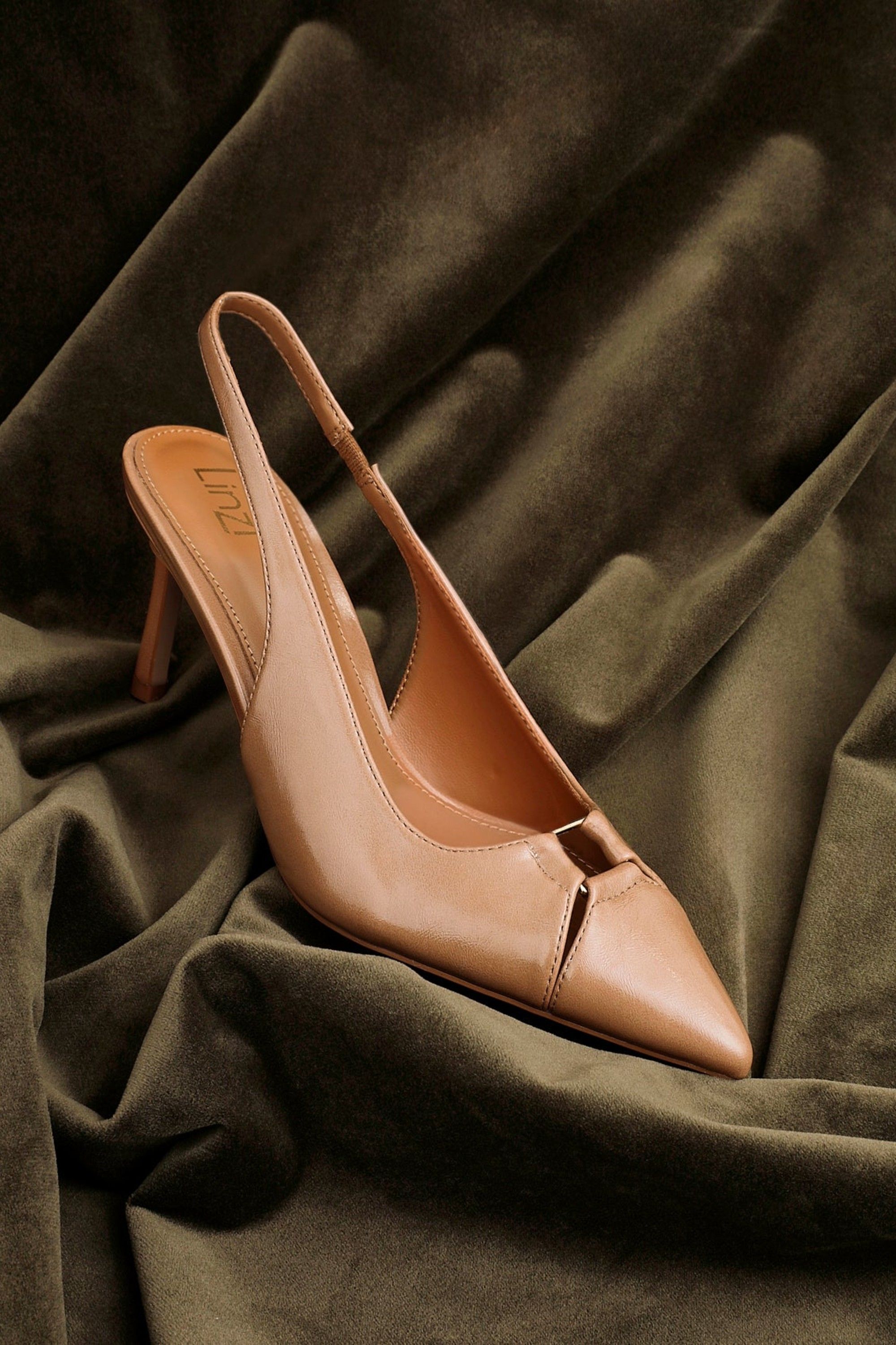 Linzi Lowrie Camel Faux Leather Court Heels