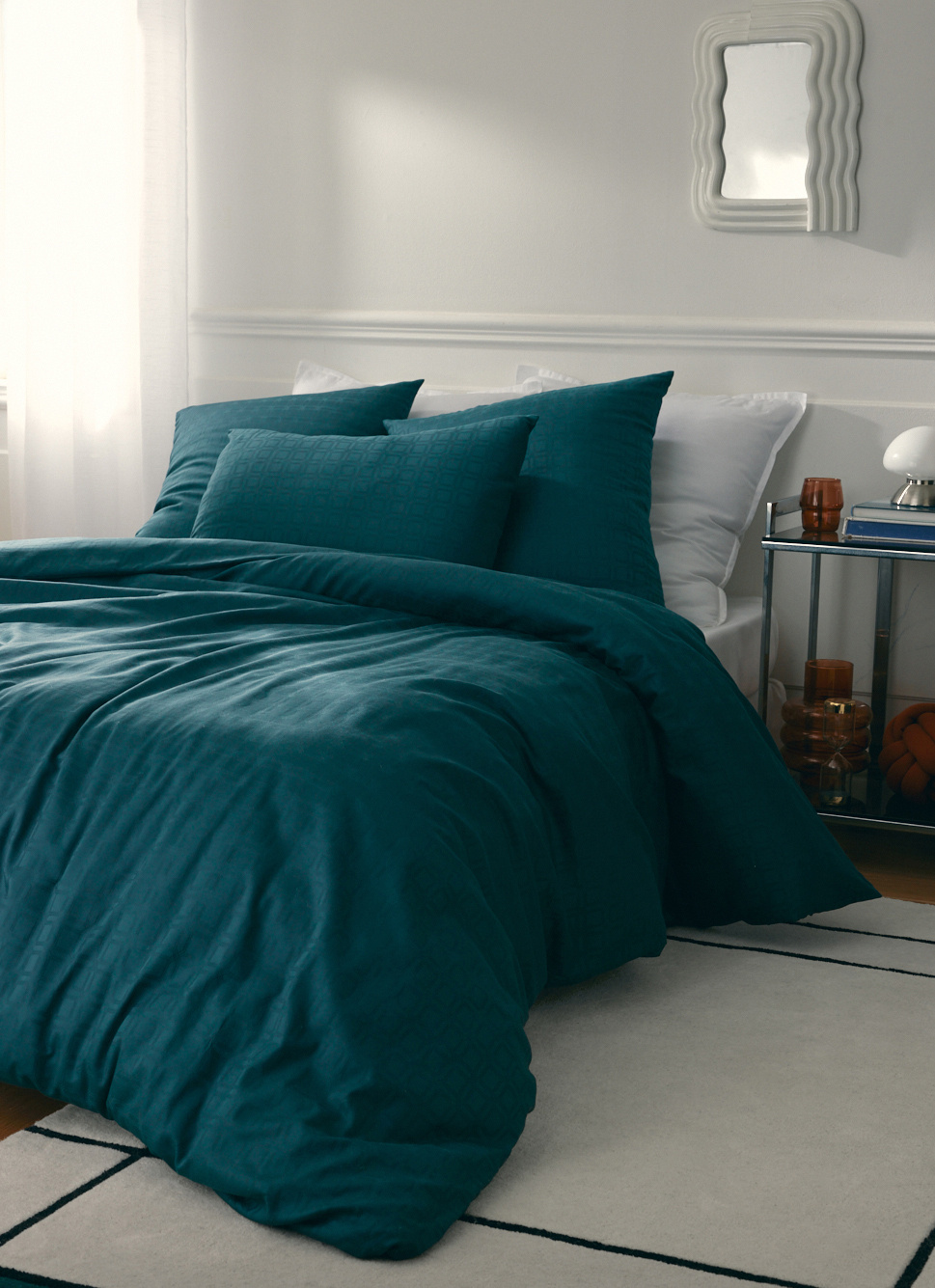 HOUSSE DE COUETTE EN JACQUARD DE COTON ULYSSE ÉMERAUDE