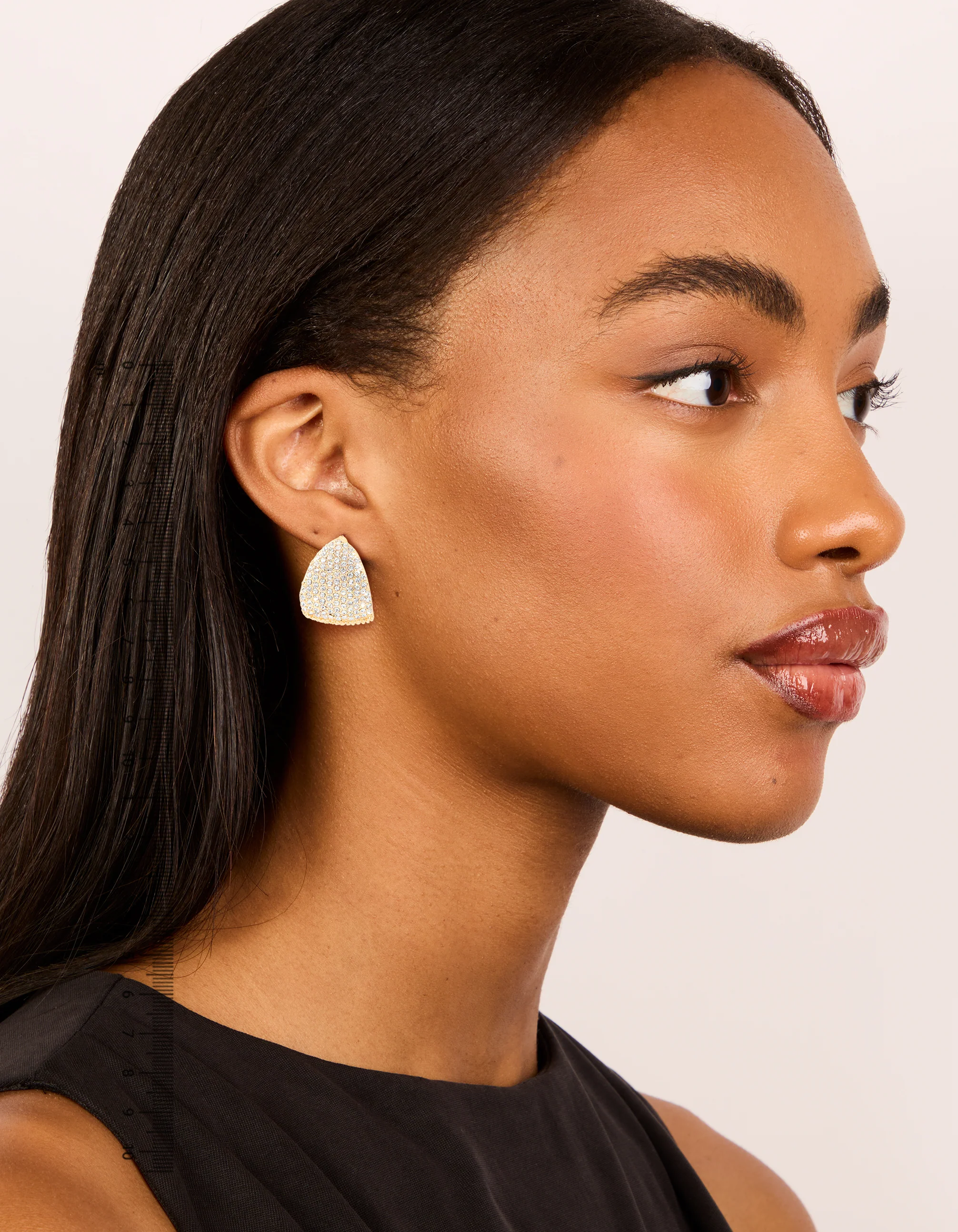 Gold Plated Wide Diamante Cluster Hoop Earrings