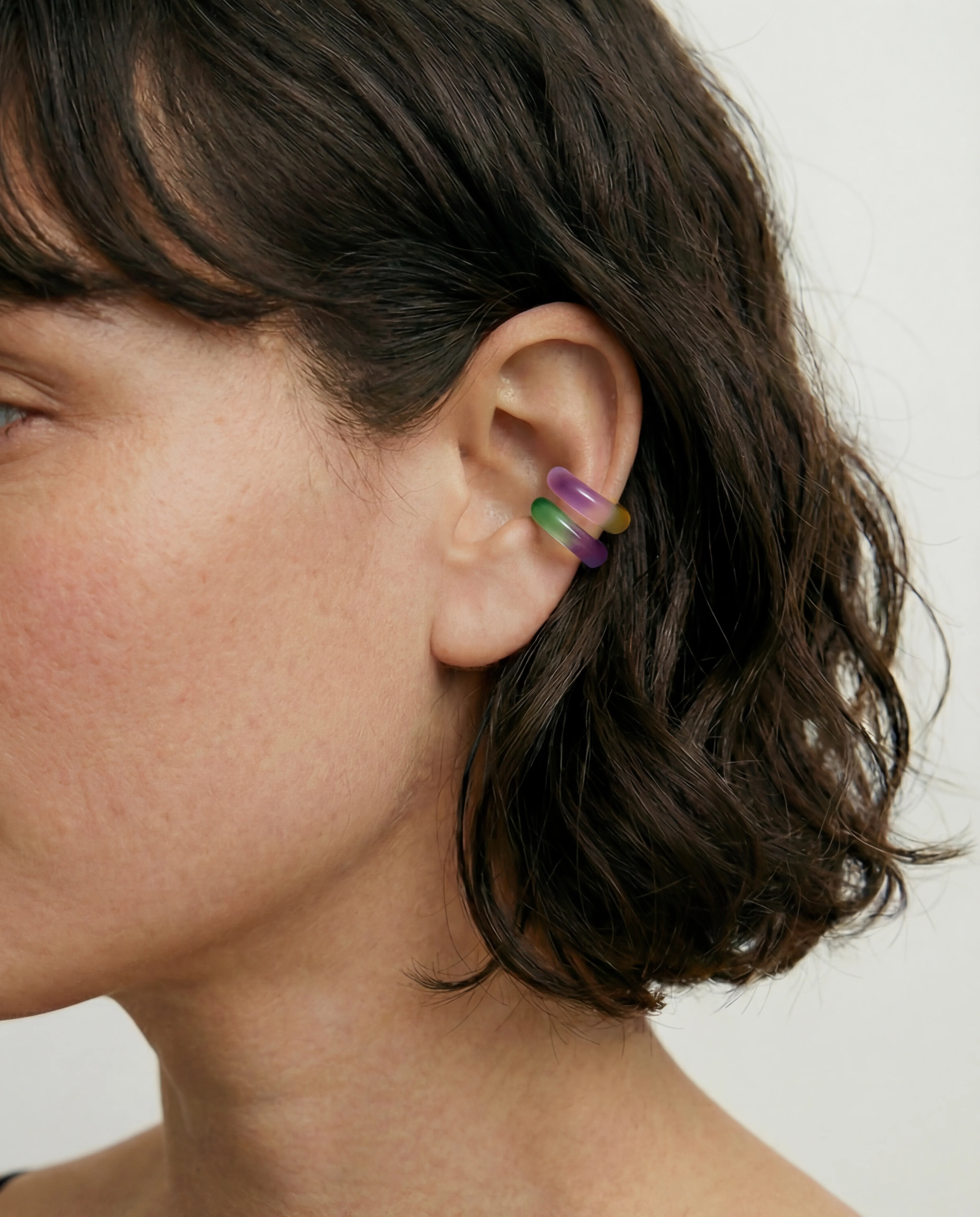 Abby — Single Jade Cuff Earring in Purple