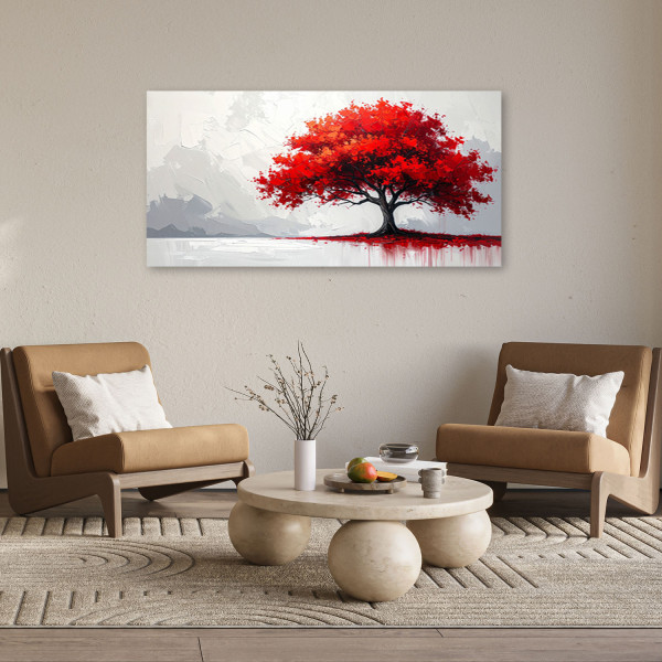 Obraz do salonu sypialni biura, Czerwone drzewo Abstrakcja Natura 80x40
