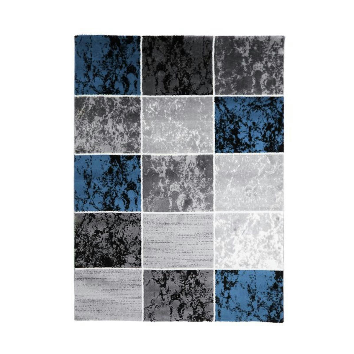 METRO - Tapis vintage à motifs cubes bleu 160x230