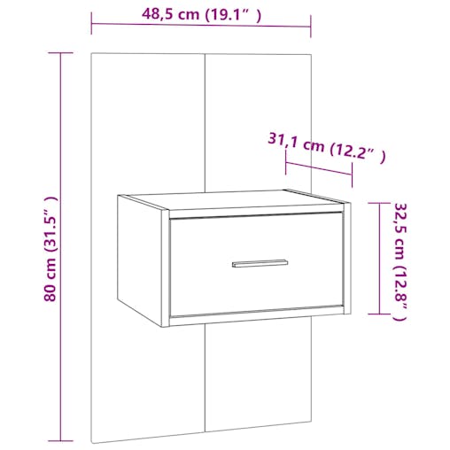 NNEVL Wall-mounted Bedside Cabinet Concrete Grey
