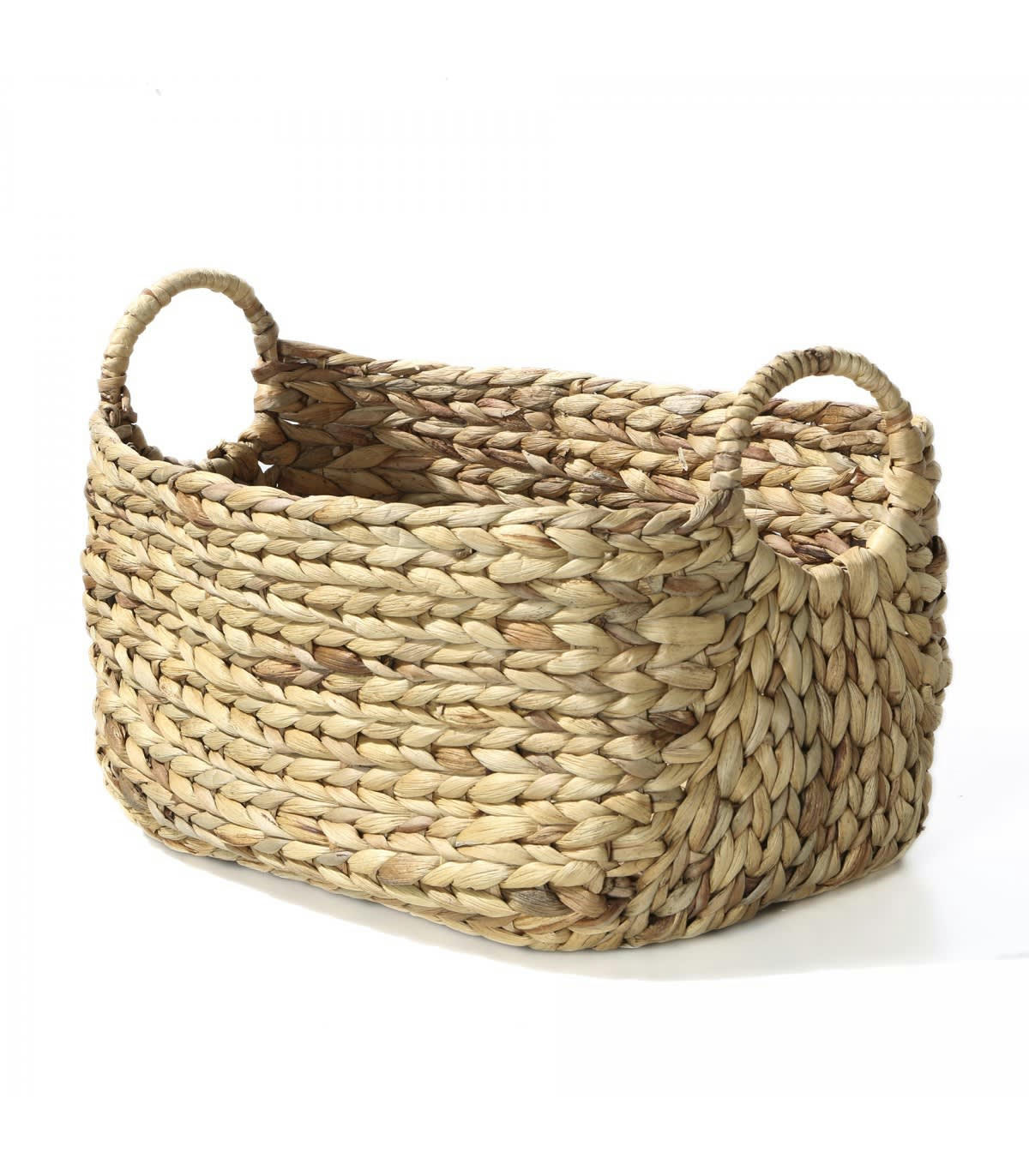 - Panier en Jacinthe d'eau avec poignées - L46xP27xH27 - Beige
