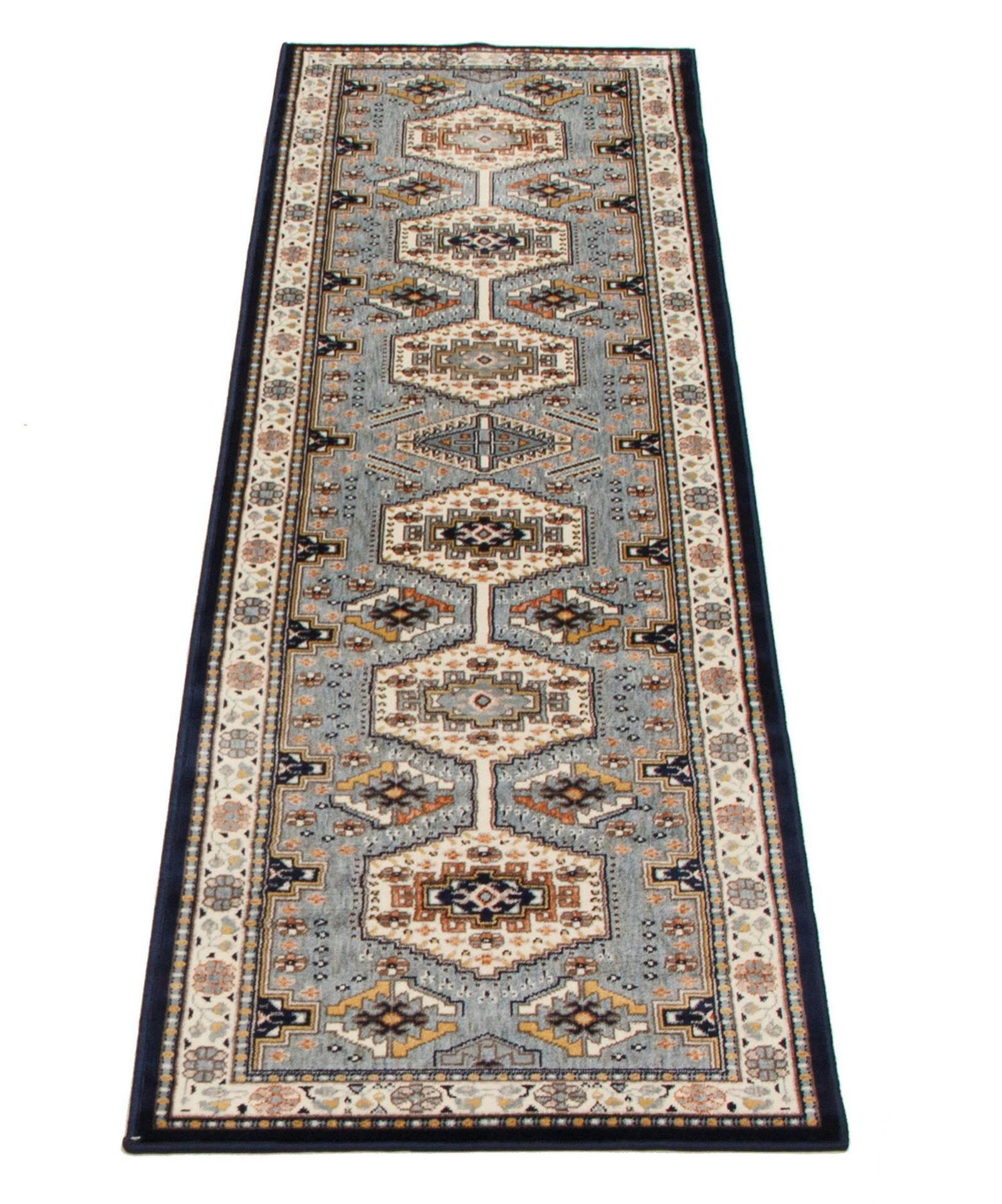 ECARPET Qashqai Indoor Area Rug/Runner, Aqua, Assorted Sizes