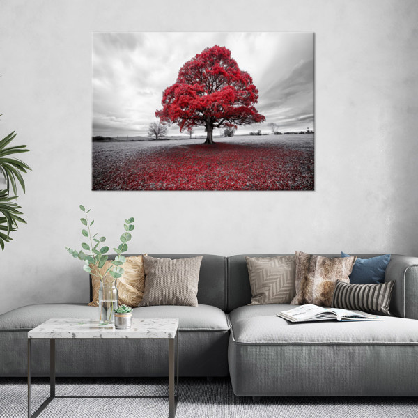 Feeby Obraz na płótnie, Czerwone Drzewo Krajobraz Pejzaż 60x40