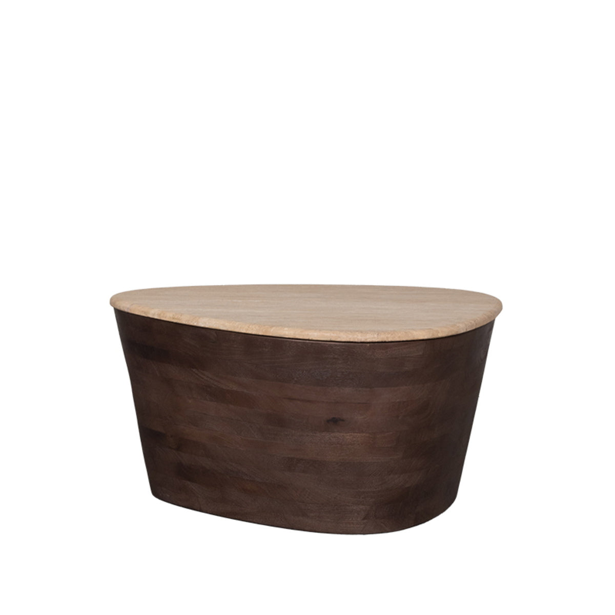 LABEL51 Salontafel Ravi - Travertin/Hout - 70x50x37cm