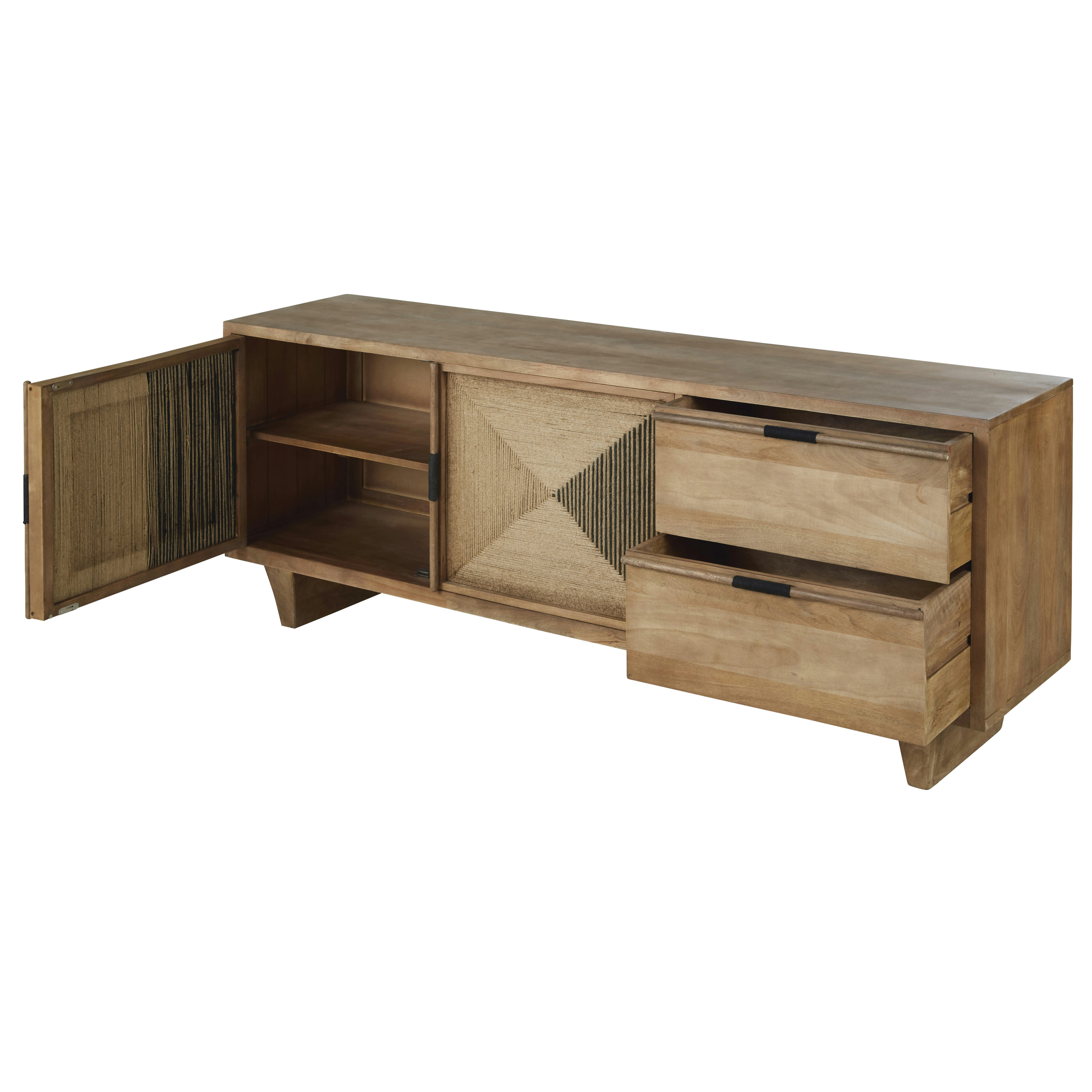 Melinde - Buffet enfilade 2 portes en jute 2 tiroirs