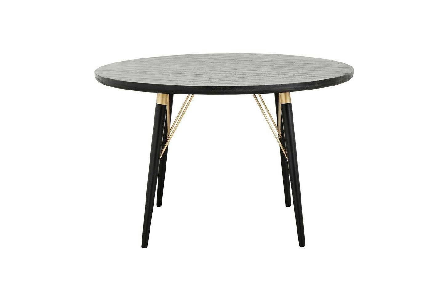 PULLIGNY - Table ronde en métal doré et bois noir