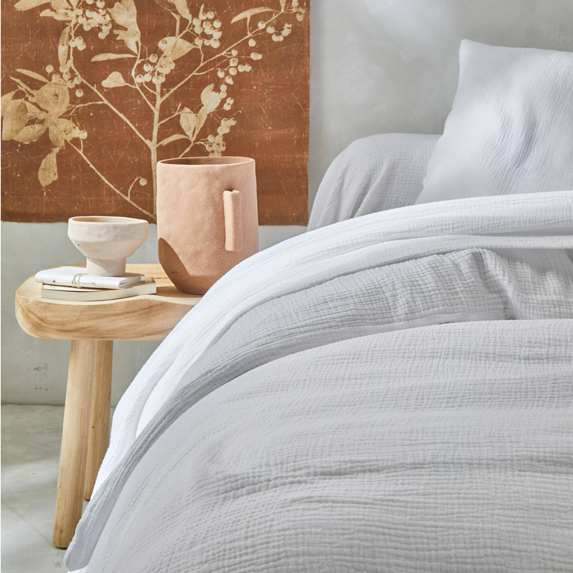 Linge de lit uni en triple gaze de coton