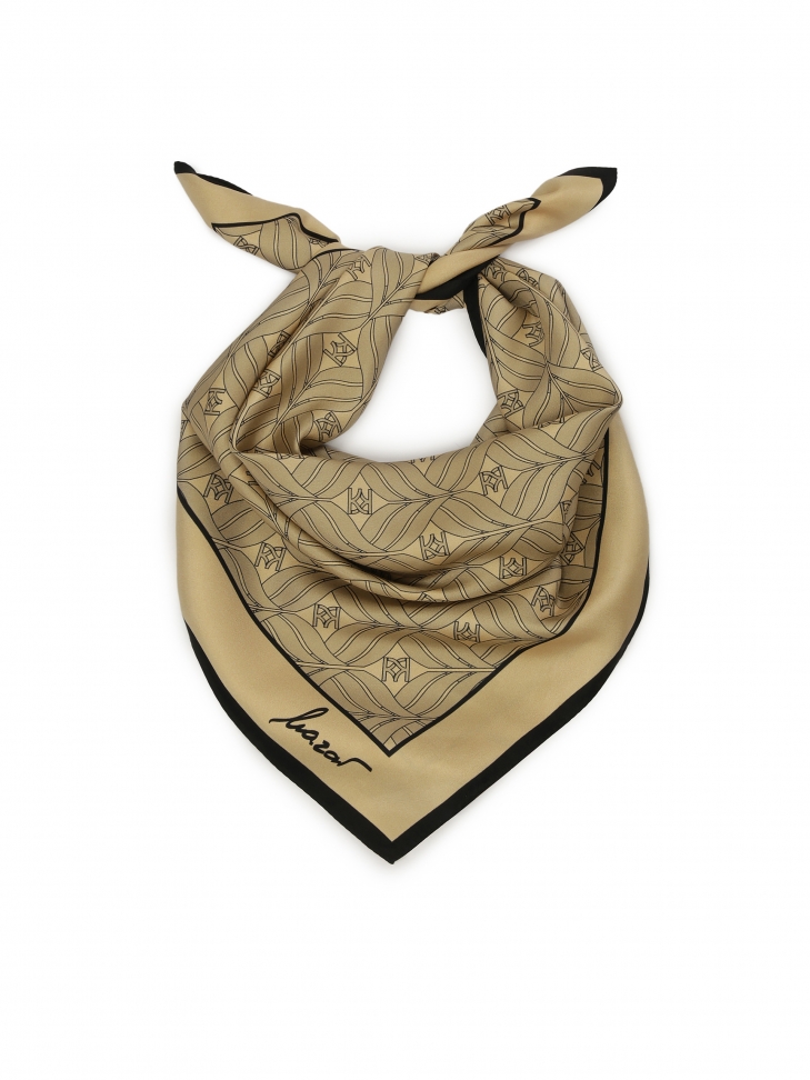 Beige silk scarf with elegant pattern