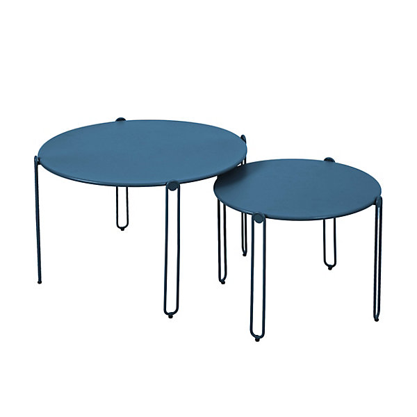Lot de 2 tables basses gigognes de jardin bleu pacificOviala