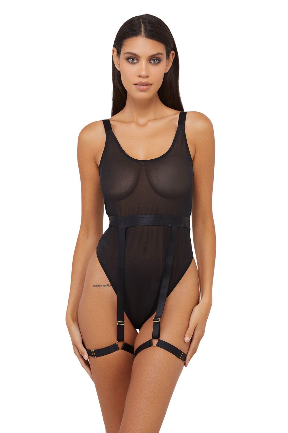 Playful Promises Dolly Black Thick Strap 'Bodysuit'
