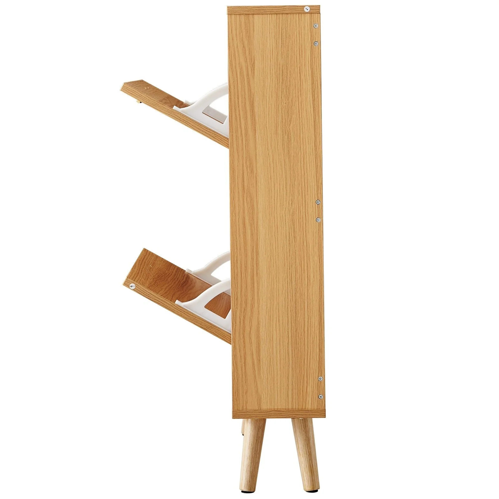 Shoe Cabinet with Flip Drawers Rattan Doors Entryway Storage Organizer - 23.62 x 6.61 x 34.53 inch