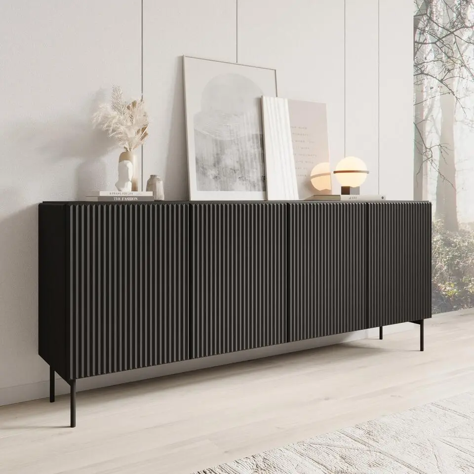 Meubella - Marajo - Dressoir - Zwart - 195 cm