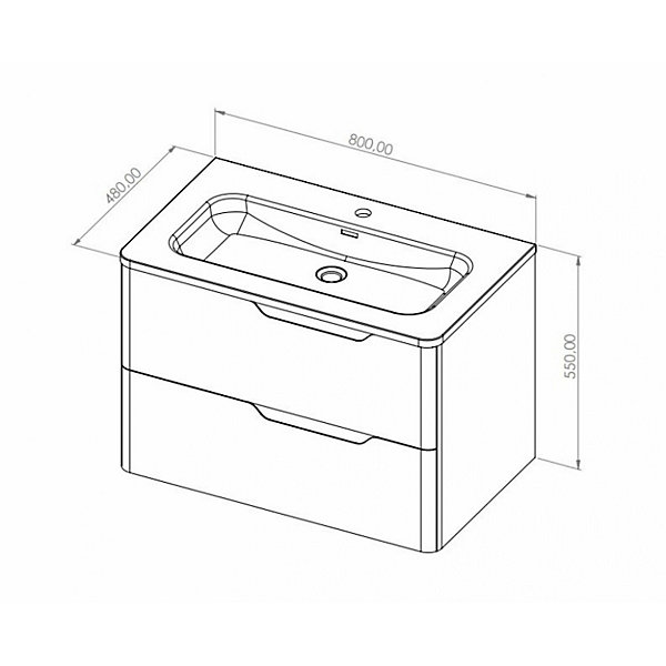 Meuble vasque LUNA Bois Clair 80 cm - SANS miroir
