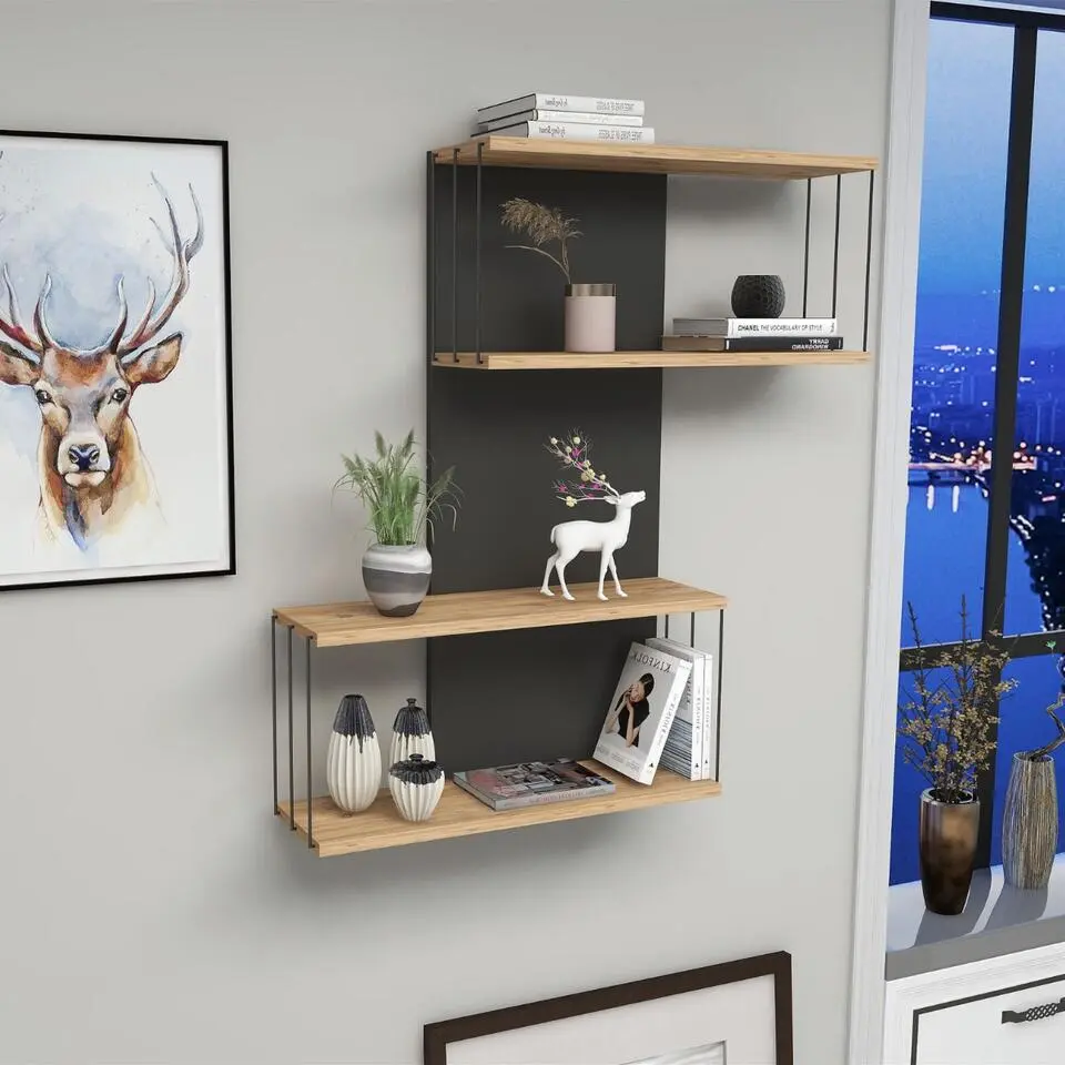 CALICOSY - Wandplank met 2 vakken DESTAN - 19x65x96 cm