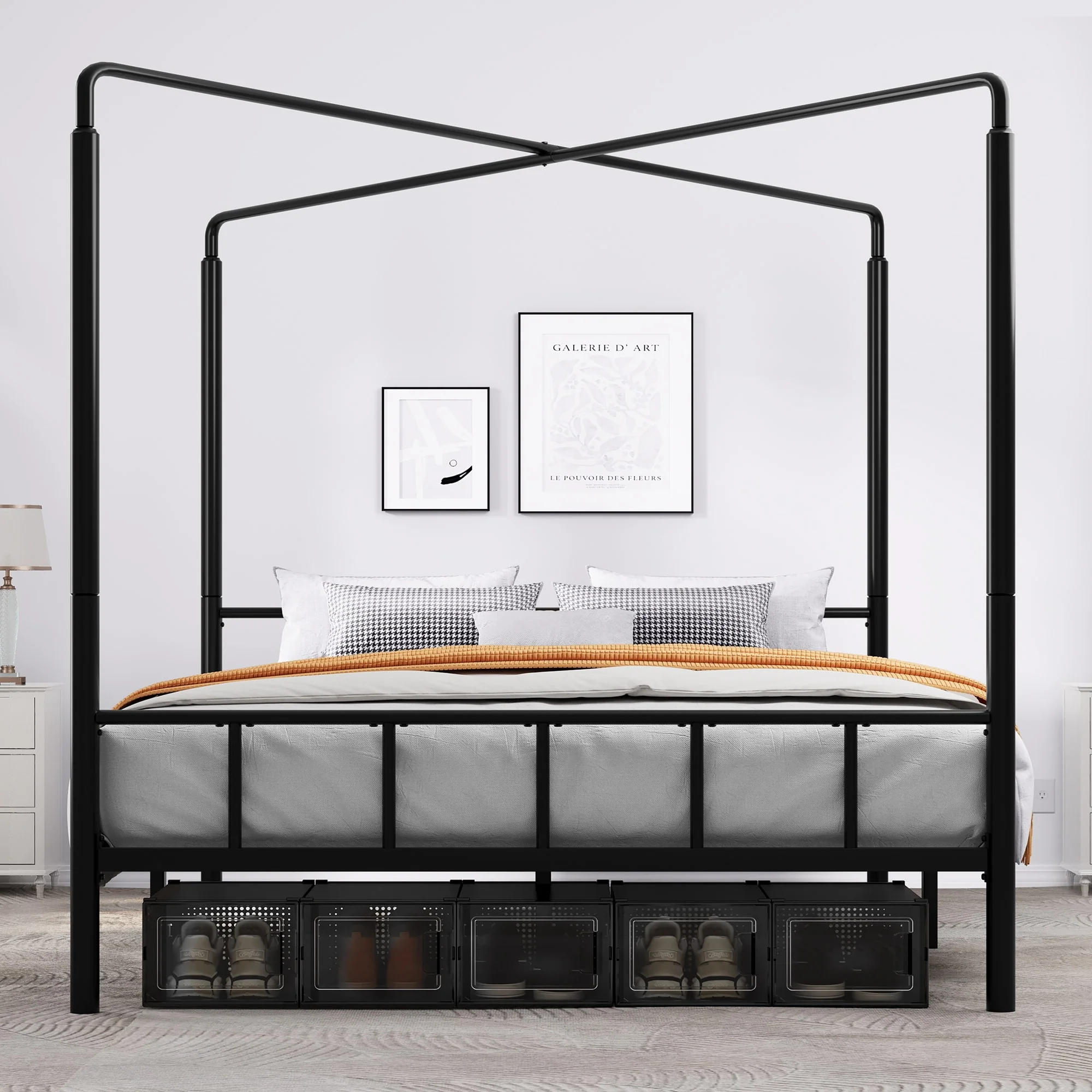 Moasis King X Metal Canopy Bed Frame