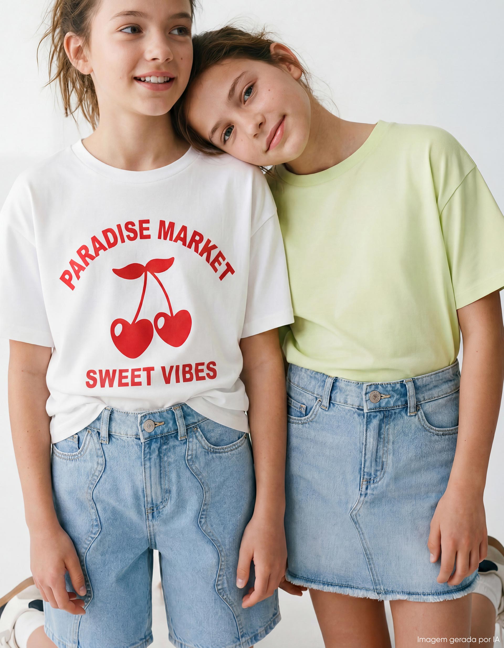 Pack 2 T-shirts, Menina, Branco