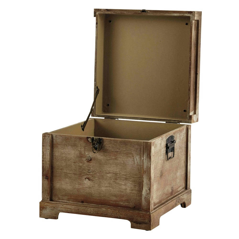 Cascabelle - Pouf coffre de rangement en sapin