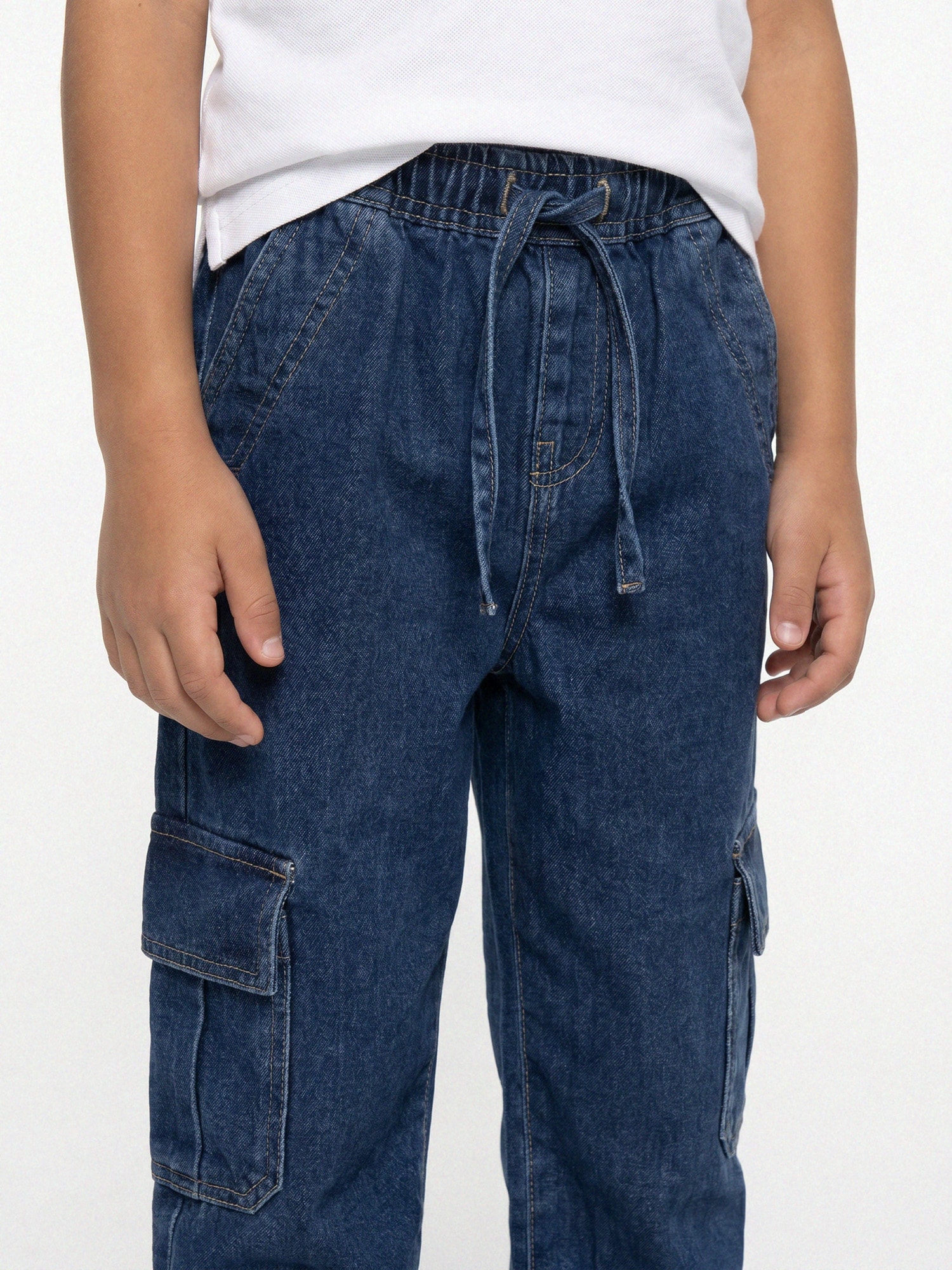 Jeansy jogger comfort cargo z efektem sprania
