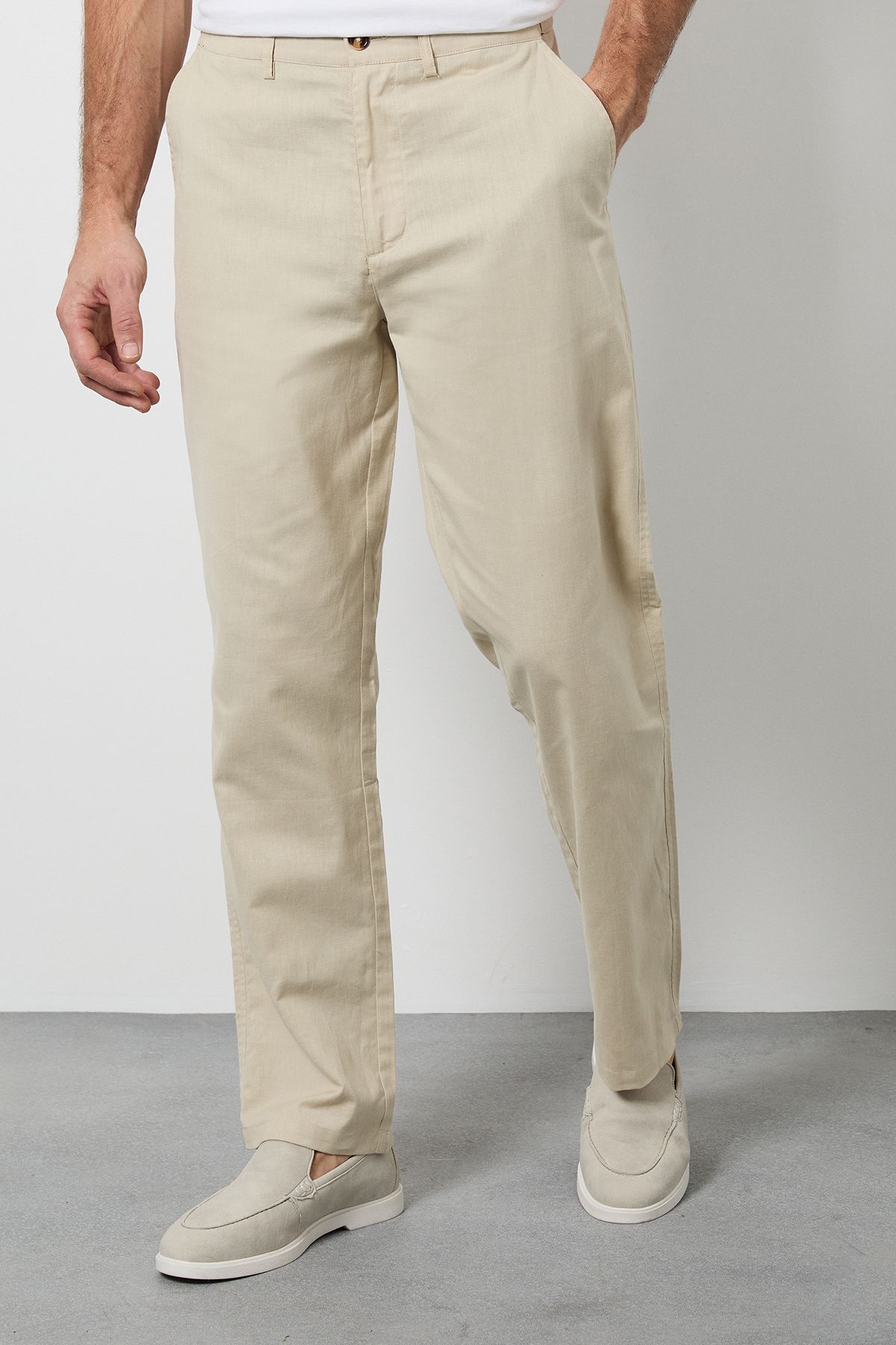 Maine Stone Cotton Linen Blend Chino Trousers