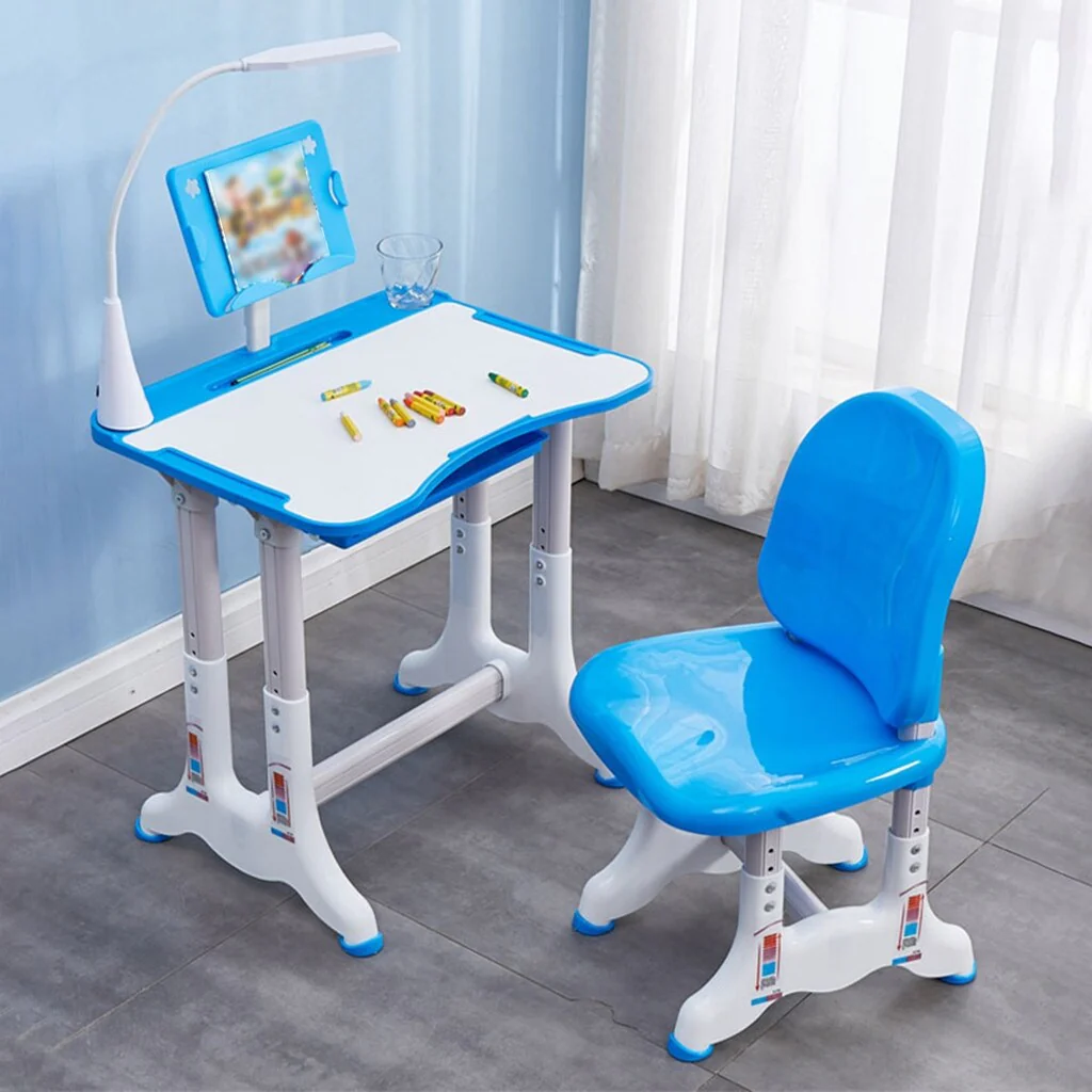 Height Adjustable Study Desk And Chair Set With Tilted Desktop And Drawer - 18x24x25in