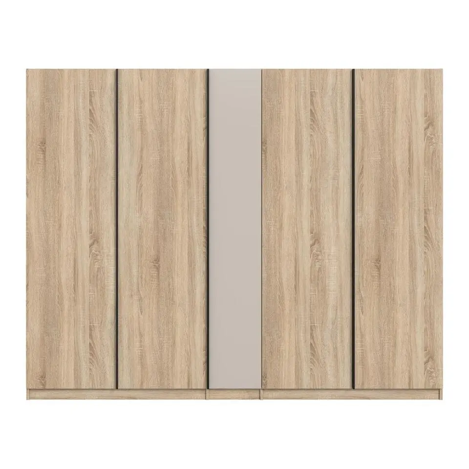 Hioshop Oakland kledingkast 5 deuren eik decor- kashmir decor