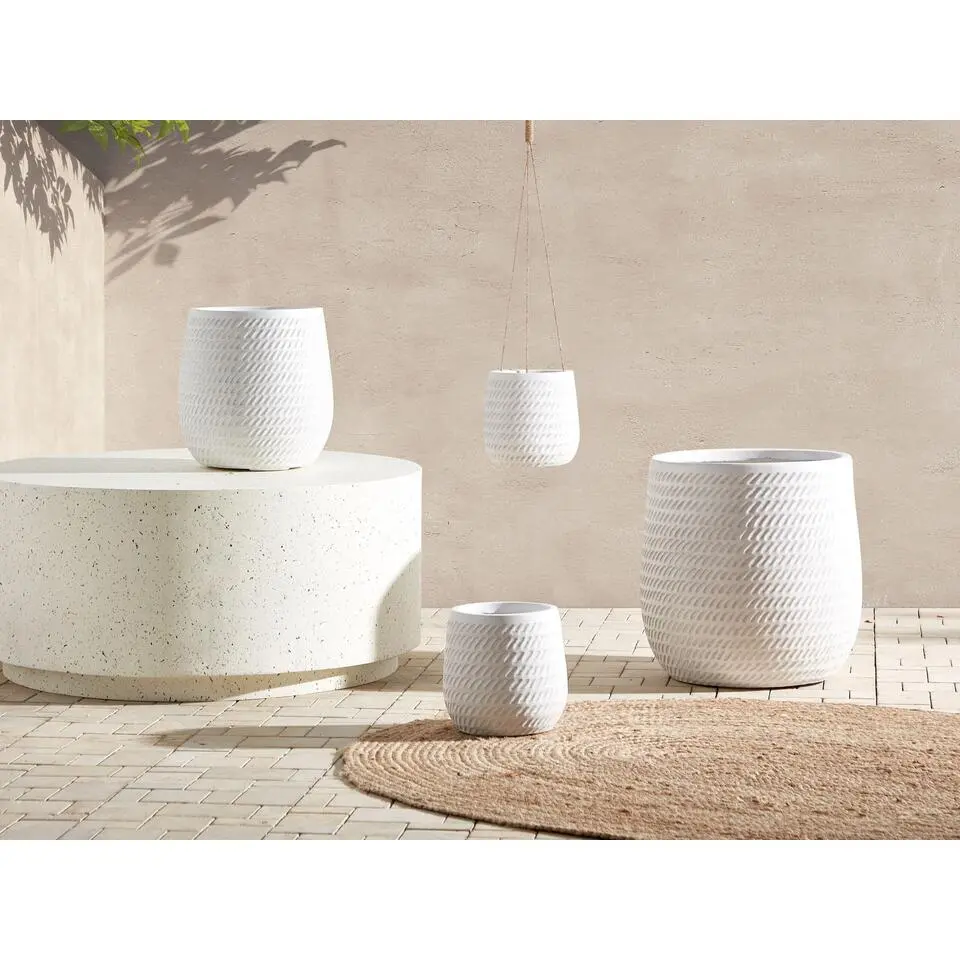 LIVADIA - Bloempot - Off-white - 27 cm - Vezelklei