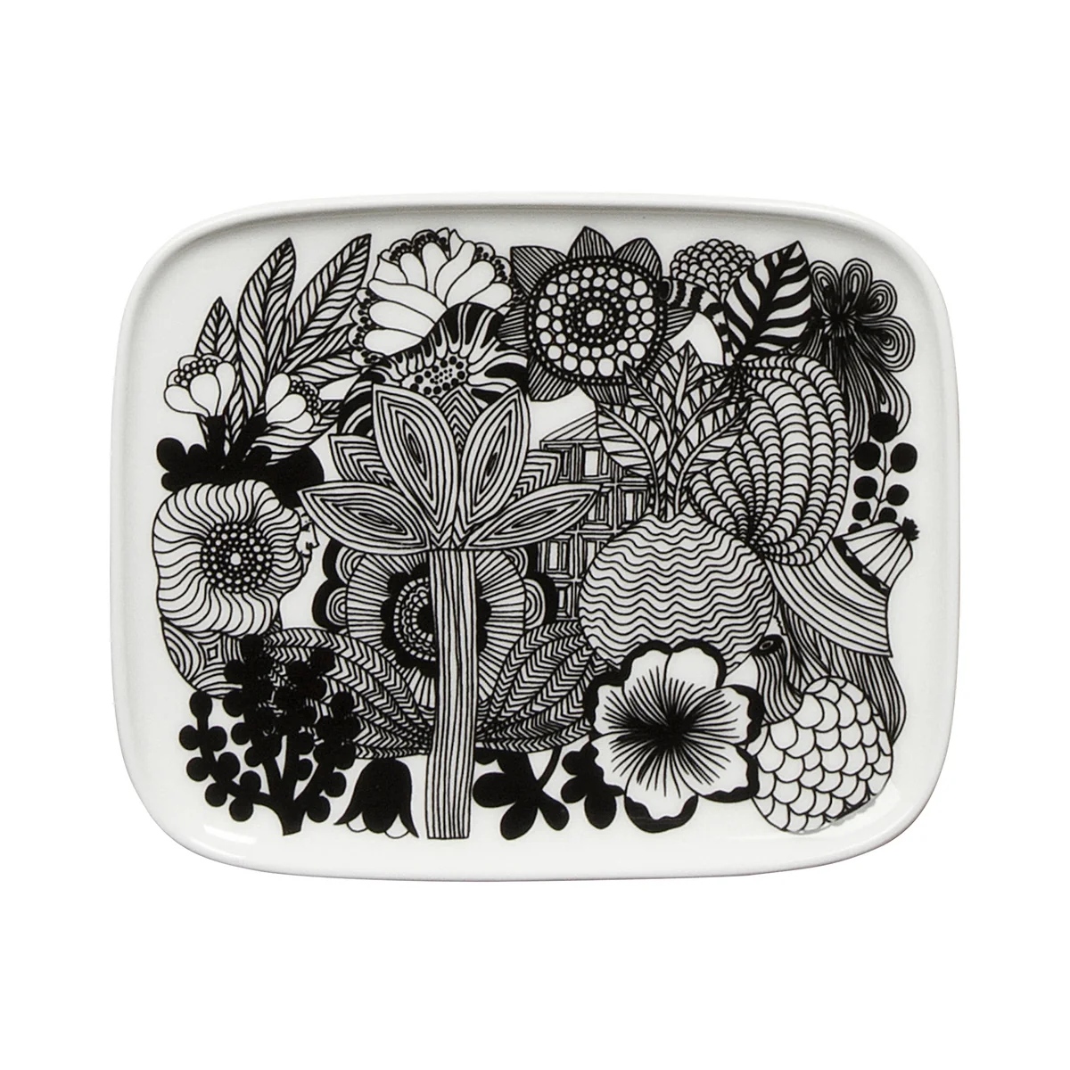 Marimekko - Siirtolapuutarha Servierplatte 15 x 12 cm, schwarz / weiß