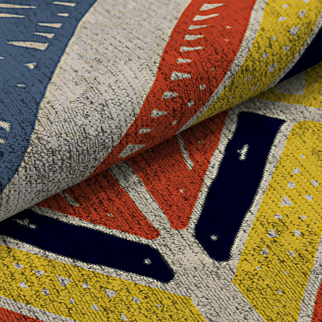 TENSIVAL - Tapis de salon en coton impression digital multicolore 80x150 cm