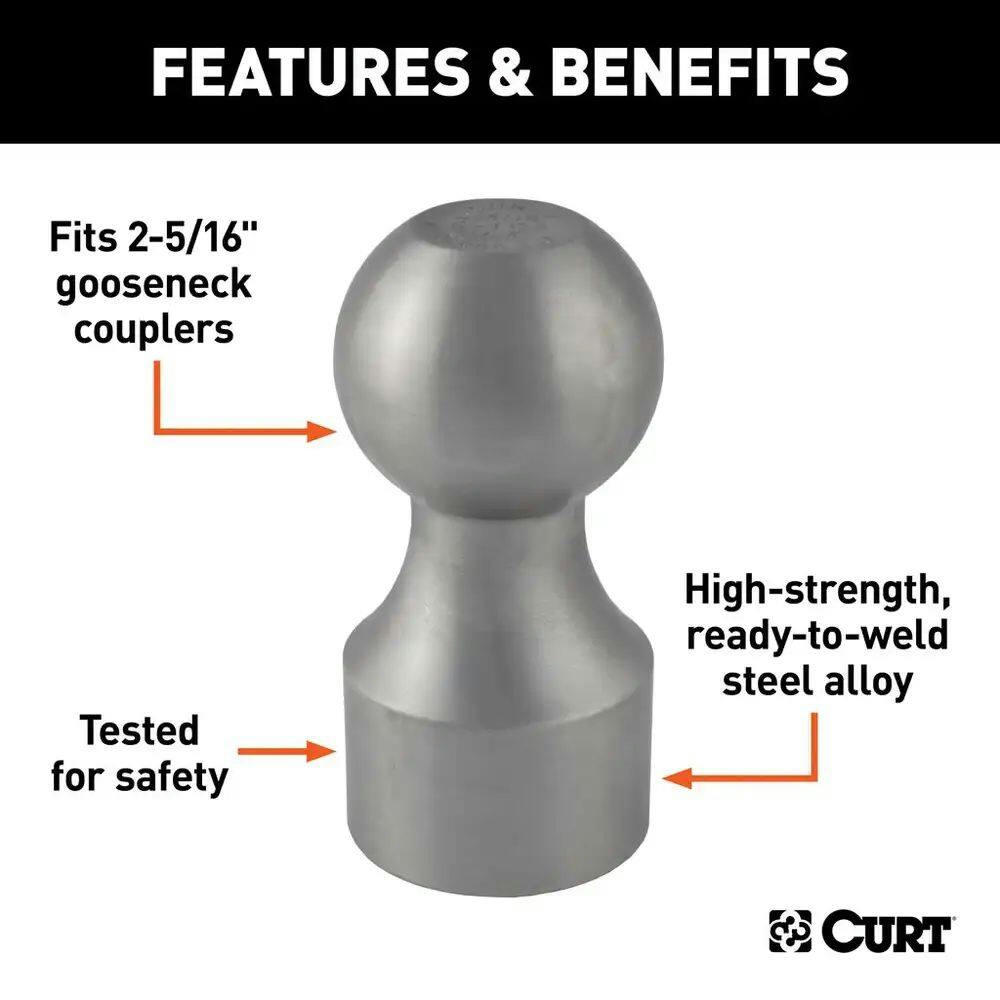 CURT Weld-On Gooseneck Ball, 2-5/16-in