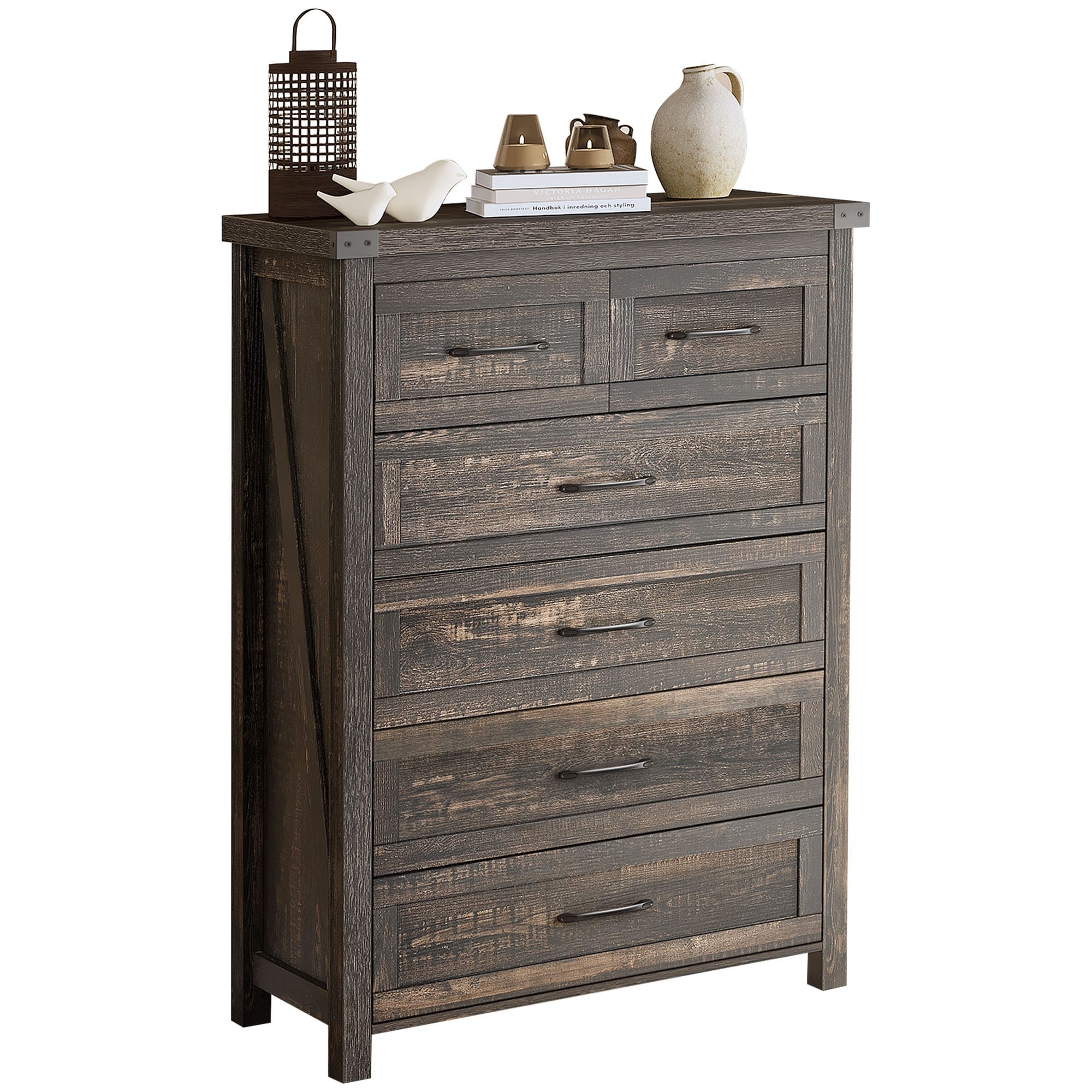 Moasis Rustic 6-drawer Chest Vertical Dresser Storage Tower
