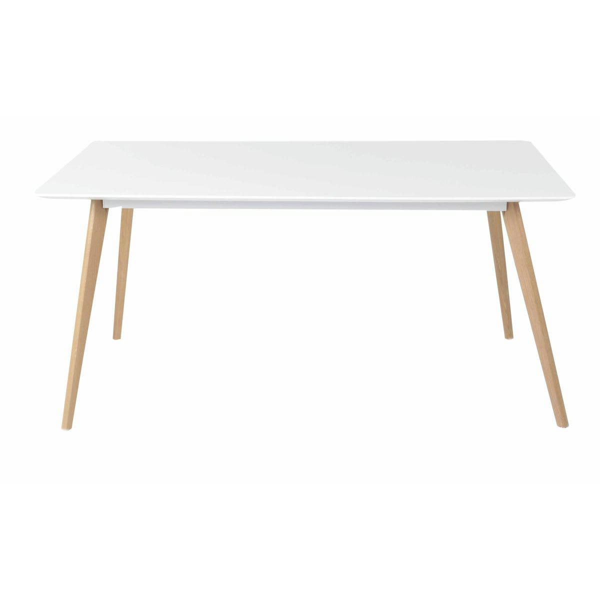 FLAMY - Table repas Scandinave blanche et pieds chêne160X90 cm
