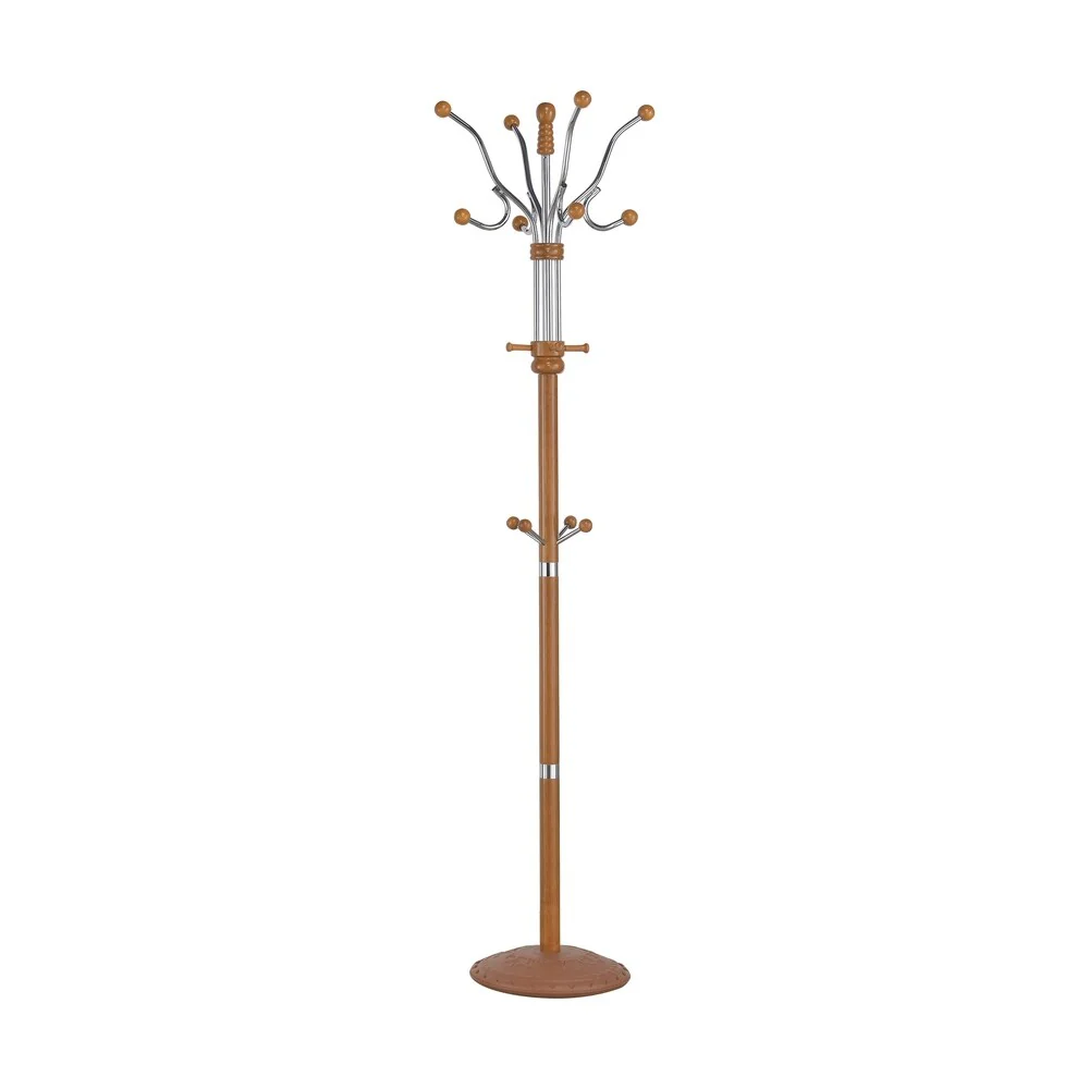 Acme Hubert Metal and Wood Coat Rack in Oak with Swivel Top
