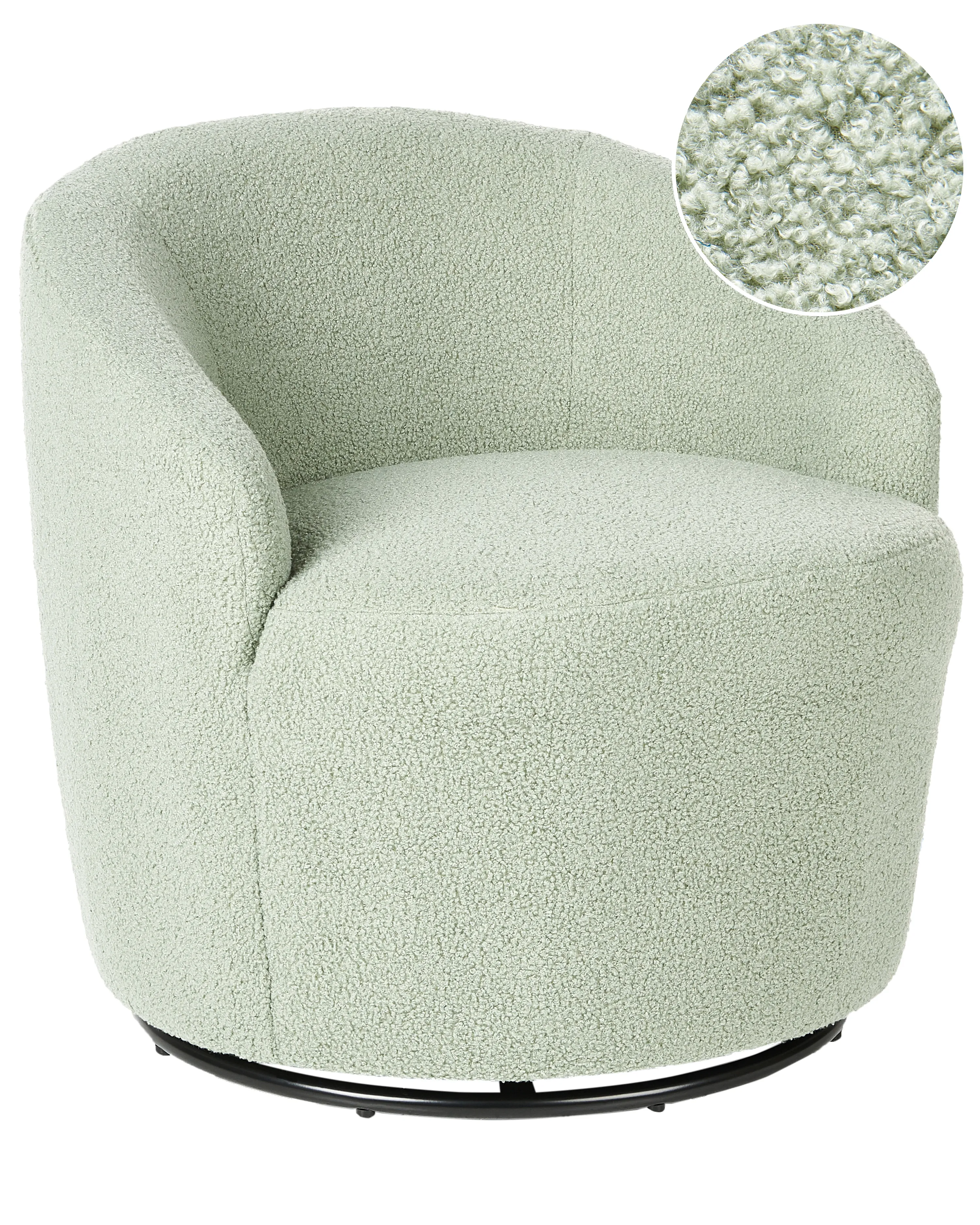 Swivel Armchair DAVIK Boucle Light Green